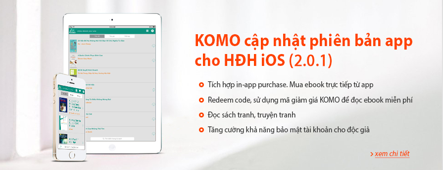 Cập nhật phiên bản app KOMO Reader mới trên HĐH iOS (2.0.1)